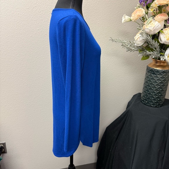 Calvin Klein Royal Blue Long Sleeve Stretch Knit Top Women’s Small Classic Tee - Picture 5 of 9